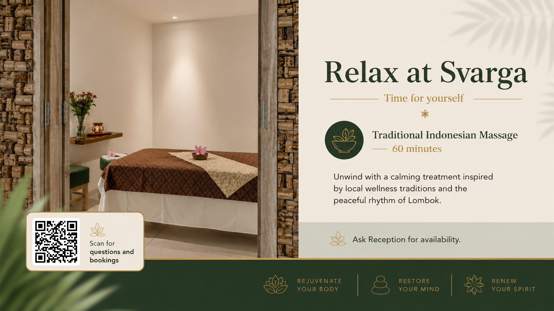 WelcomeTV hotel spa promotion screen